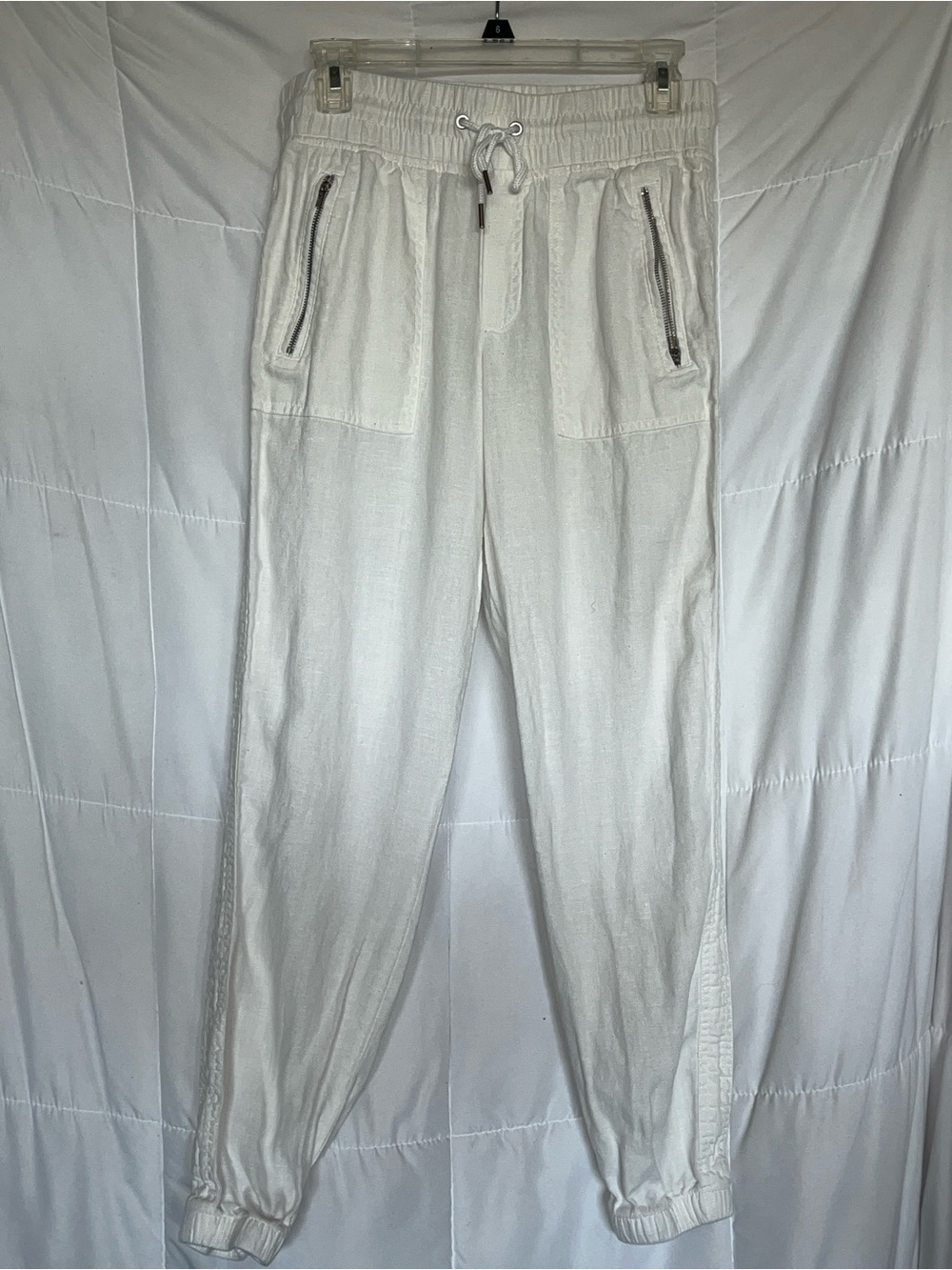 Athleta Cabo Linen Jogger 4 Calla Lily White | Lightweight Summer Pants - Picture 2 of 7